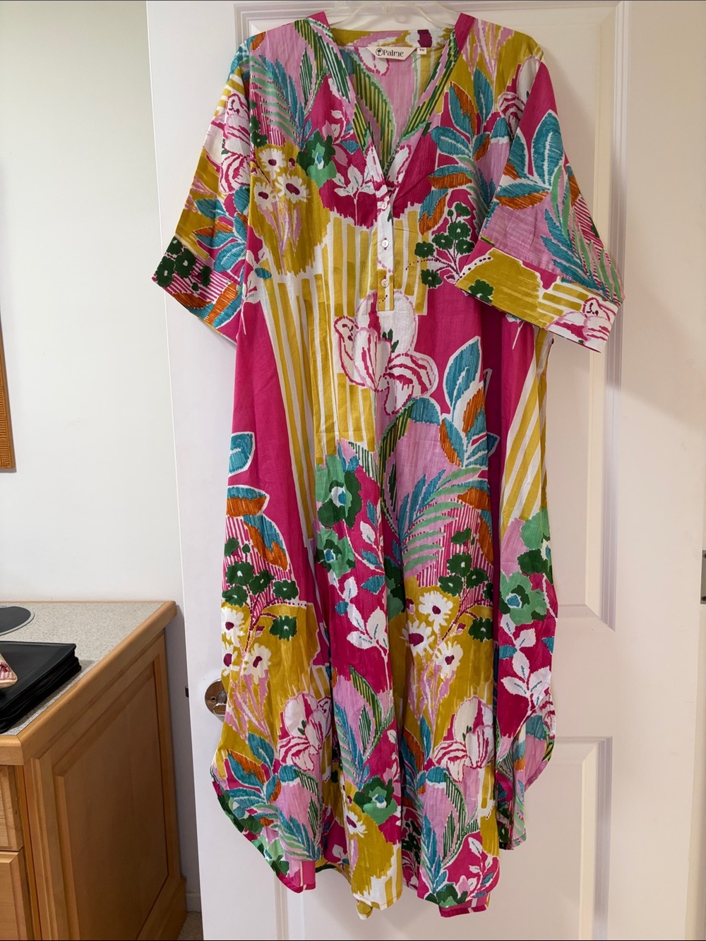 Vibrant Floral Maxi Dress in Fuchsia and Multi-Color